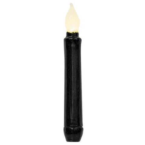 LED Black Glossy Taper Candle with Timer G84743