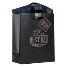 The World's Best Dad Black Medium Gift Bag - Joshua 1:9 Angle