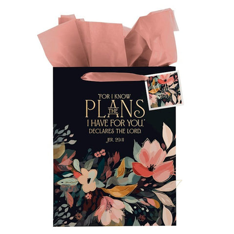 Hope and a Future Midnight Botanical Gift Bag Jeremiah 29:11 GBA459