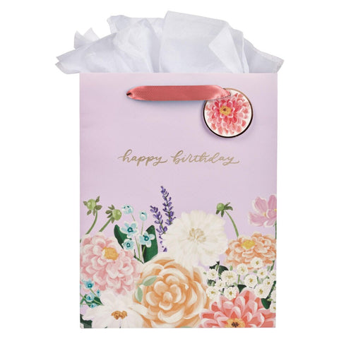 Happy Birthday Lilac Floral Gift Bag GBA487