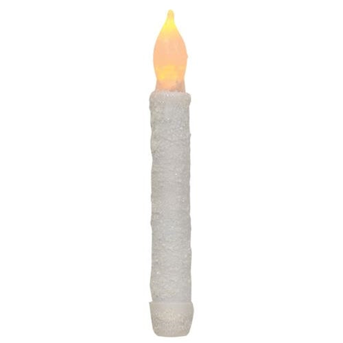 LED White Frosty Taper Candle with Timer GLXS09217T