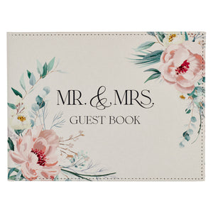Front Cover of Peachy-Pink Floral Mr. & Mrs. Wedding Guest Book: "Mr. & Mrs. Guest Book"