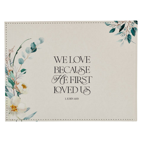 Back Cover of Guest Book: "We Love Because He First Loved Us. 1 John 4:19"