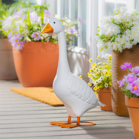 Giddy the Porch Goose on porch