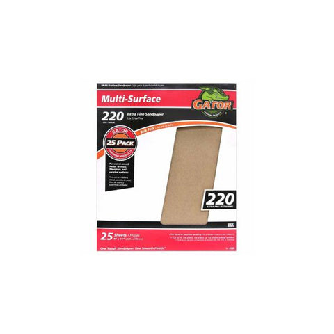 11 in. L X 9 in. W 220 Grit Aluminum Oxide All Purpose Sandpaper (Pack of 25)