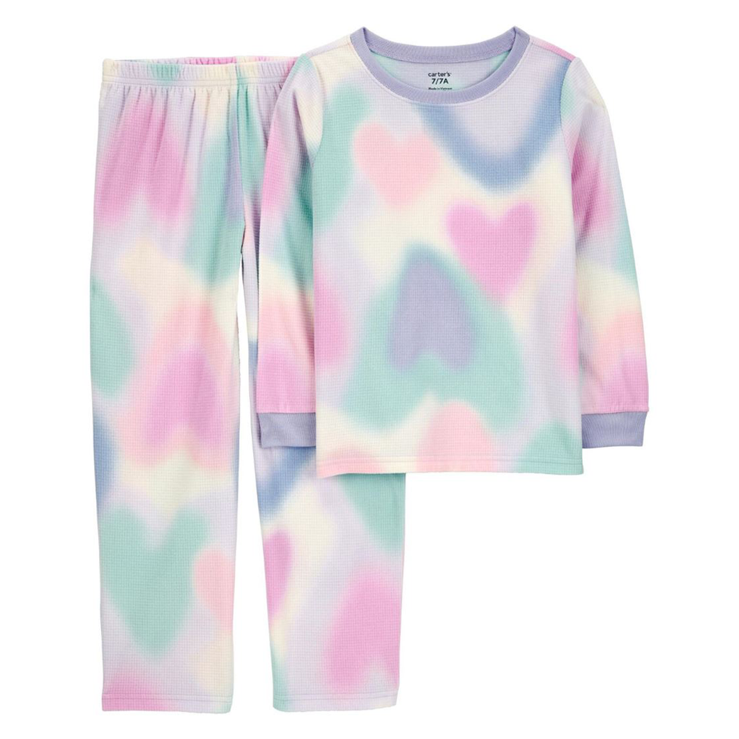 Girls' 2-Piece Heart Space Dye Fleece Pajamas 3R933610