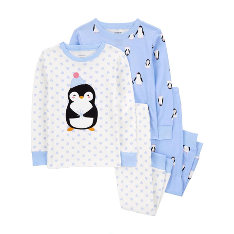 Girls' 4-Piece Penguin 100% Snug Fit Cotton Pajamas R494210