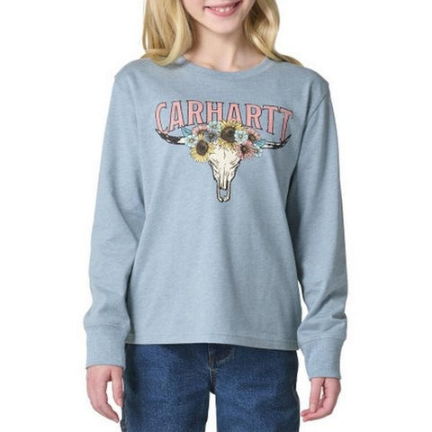 Girls' Floral Crown Steer Long Sleeve T-Shirt CA7239