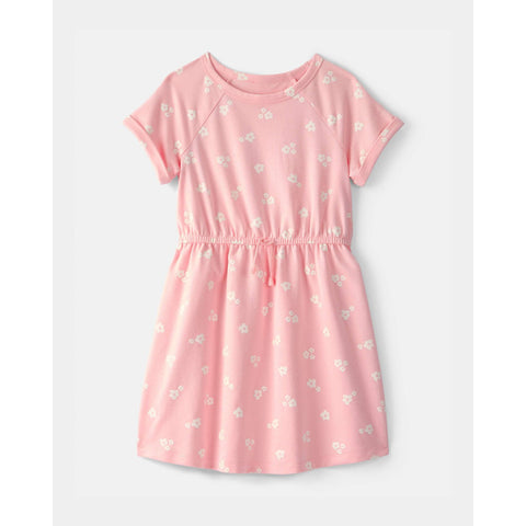 Girls' Floral French Terry Dress - Pink