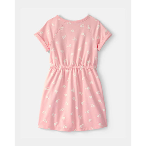 Girls' Floral French Terry Dress - Pink