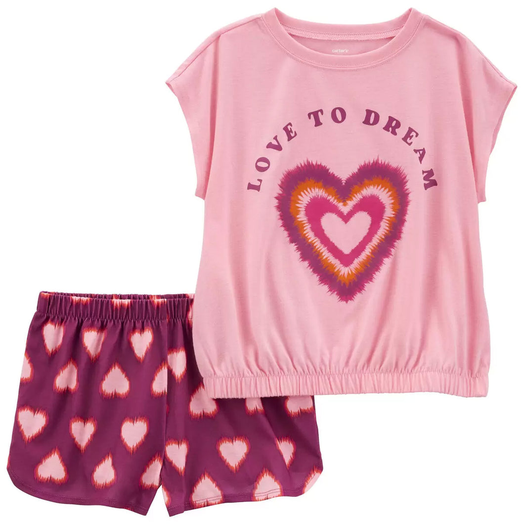 Girls' Heart Loose Fit Pajama Set 3R008710