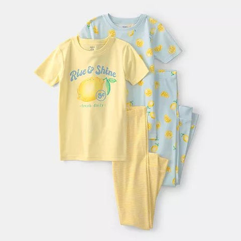 Girls' Lemonade Round Neck Short Sleeve 4-pc. PJ Set 3U596510