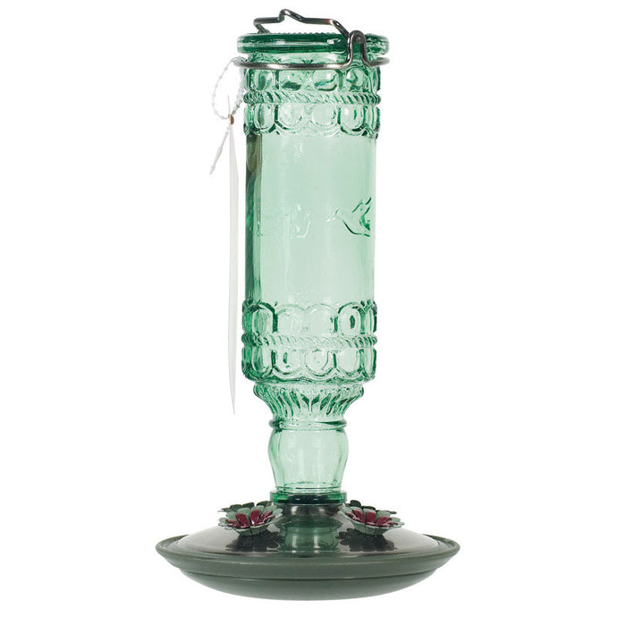 Perky Pet Green Glass Bottle Hummingbird Feeder