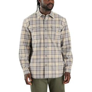 gray, Men's Big and Tall Loose Fit Heavyweight Flannel Long-Sleeve Plaid Shirt 106356