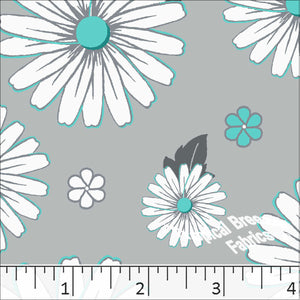 Gray Tropical Breeze Fabrics Standard Weave Daisies Poly Cotton Fabric 5708