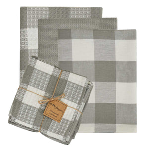 Wicklow Check Dishtowel & Dish Cloth Set gray