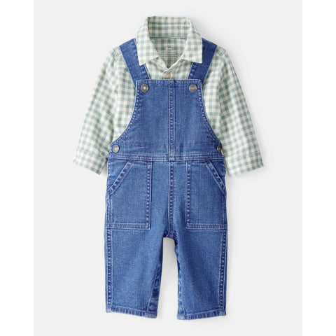 Baby Boys' Checkered Print Bodysuit Overall Set 1T604610