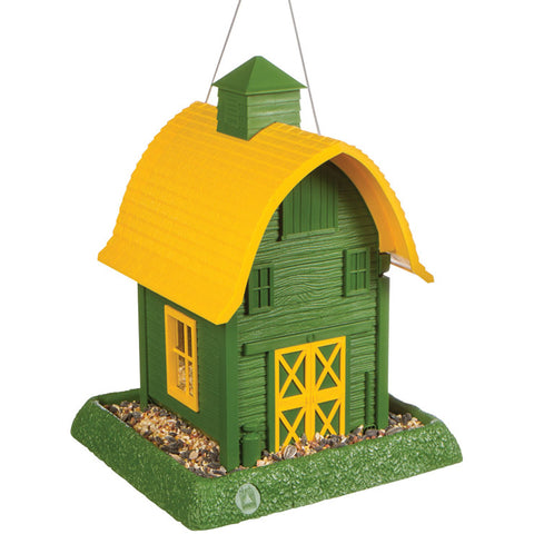 Green Barn Bird Feeder Angle View