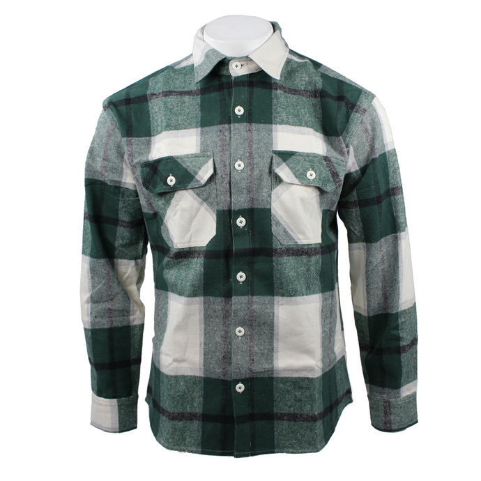 Trendy Life men's brawny flannel shirt in white & green plaid