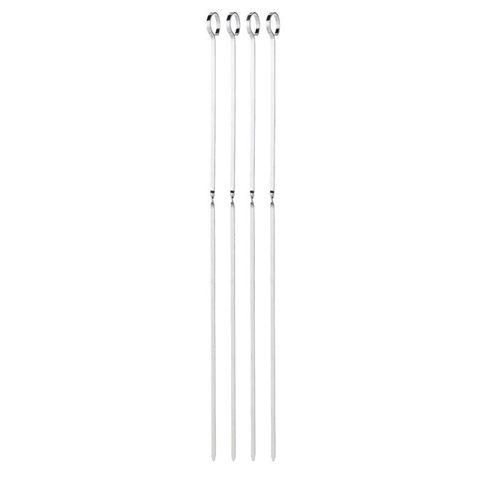 set of 4 stainless steel grilling skewers shown upright