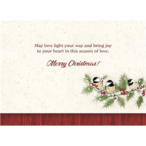 Chickadees And Holly Christmas Card Inside