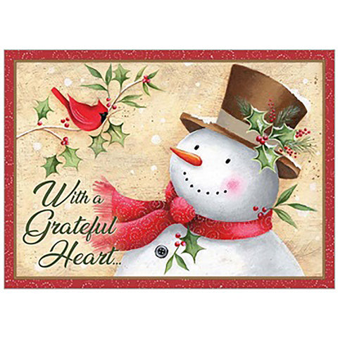 Cardinal And Snowman Chat Christmas Card Outside