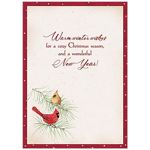 Cardinals In Snowy Tree Christmas Card Inside