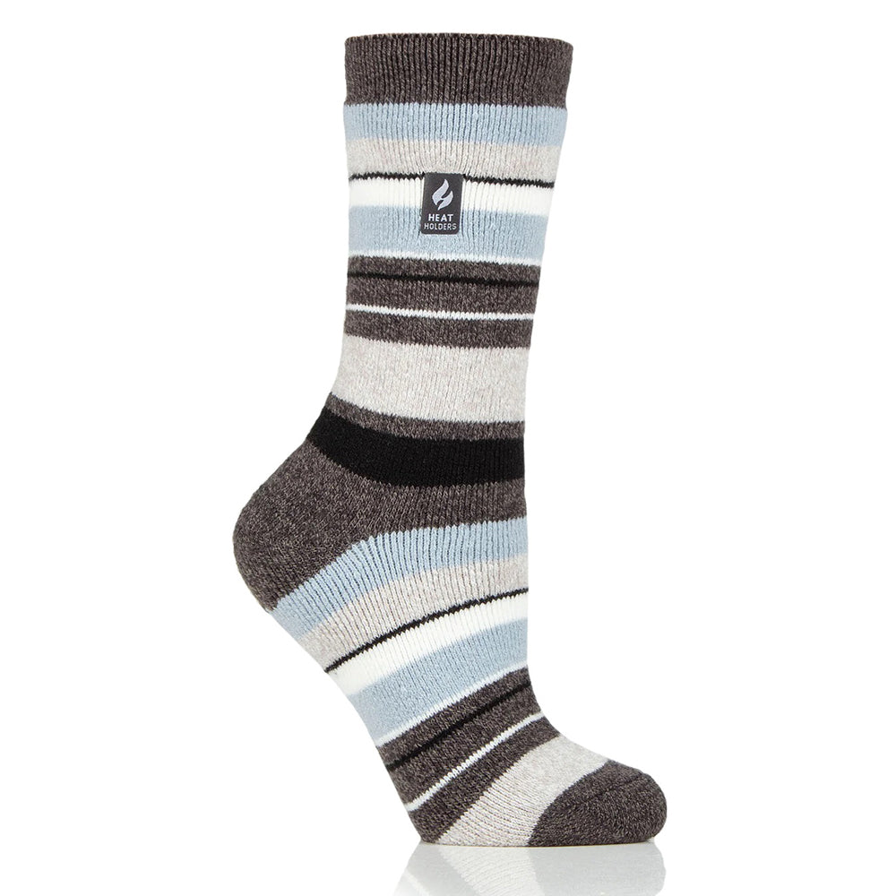 Charcoal/Light Blue Women's Peony Lite Multi Stripe Crew Socks HH1W07292