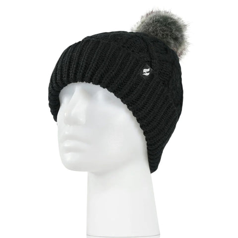 Black Women's Brina Hat with Pom Pom HHW08015