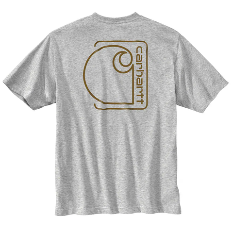 Heather Gray Men's Relaxed Fit Short-Sleeve Pocket C Graphic T-Shirt 106760