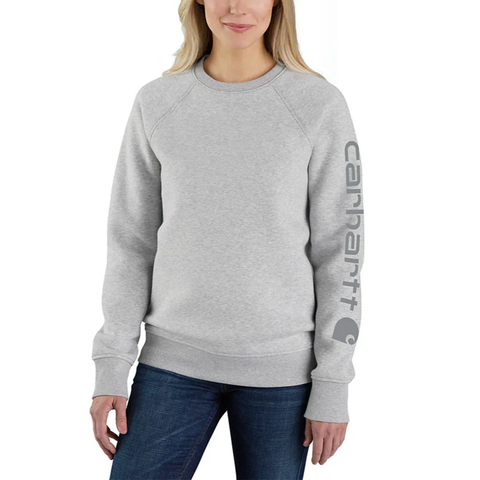 Heather Gray Women's Relaxed Fit Midweight Graphic Crewneck Sweatshirt 106718