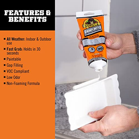 Heavy Duty Construction Adhesive White Glue 7 Ounce Squeeze Tube