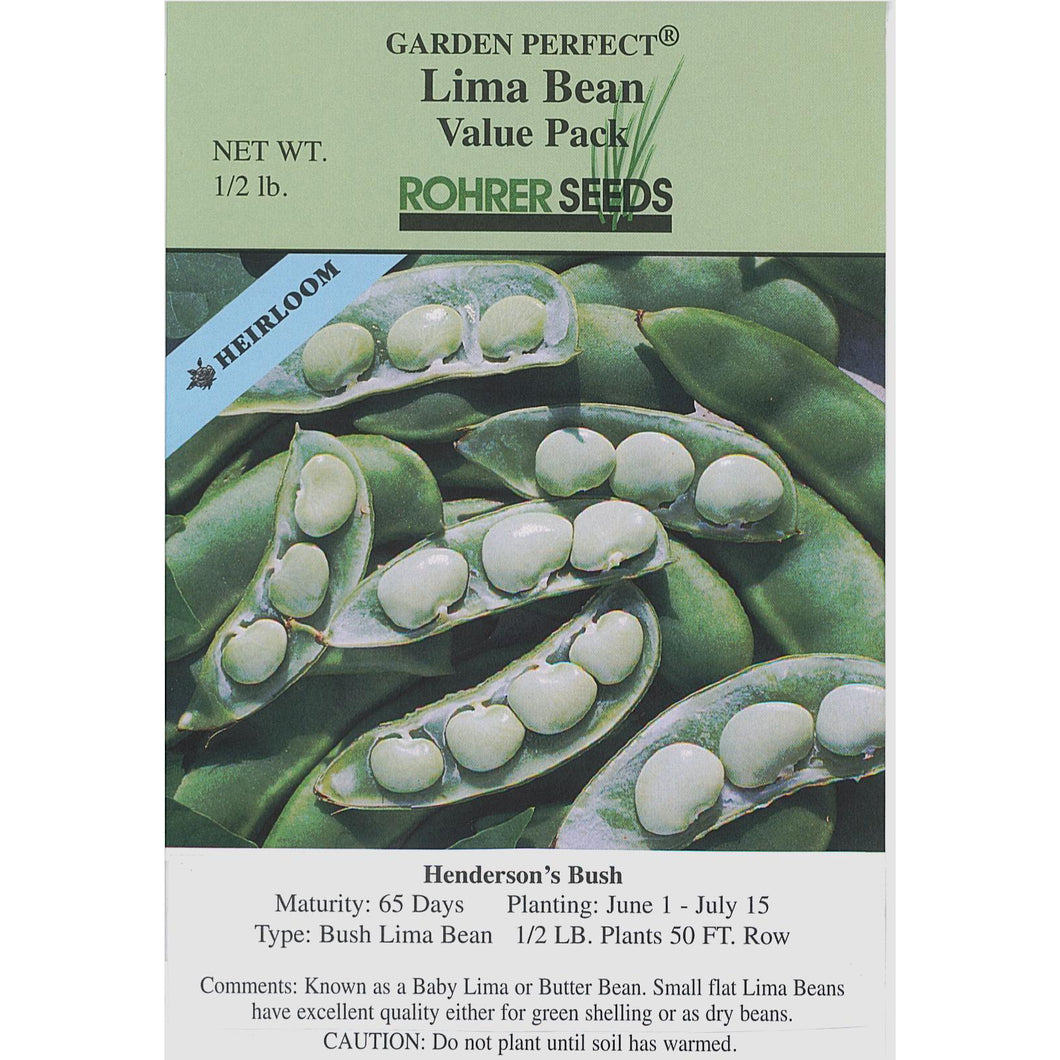 Vegetable garden seeds Henderson's baby lima beans.