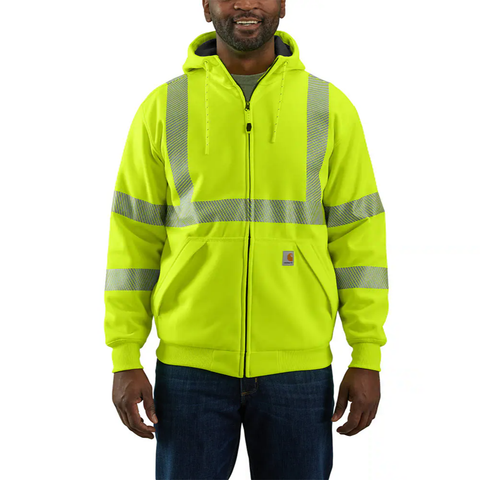 High-Visibility Loose Fit Midweight Thermal-Lined Full-Zip Class E Sweatshirt 104988