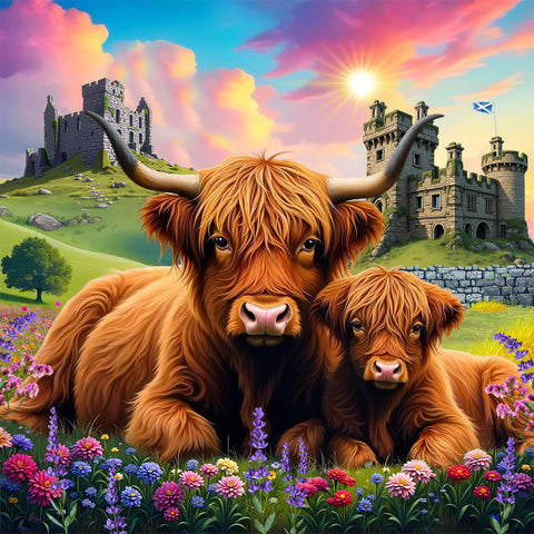 Highland Cows in the Countryside -  500 Piece Jigsaw Puzzle 33-02560