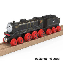 Hiro toy train on wooden railway (not included)