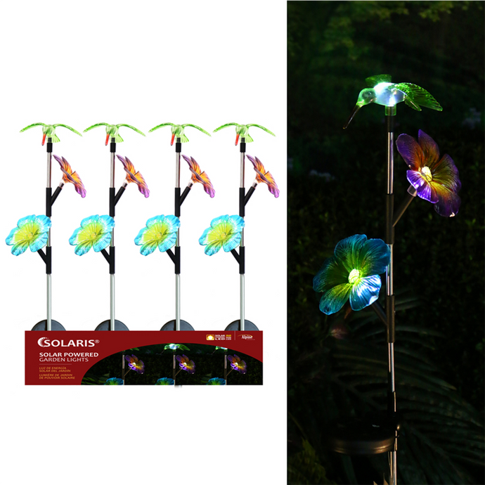 Hummingbird Multi-color Plastic Solar Garden Stake 31 in. SOT531BB