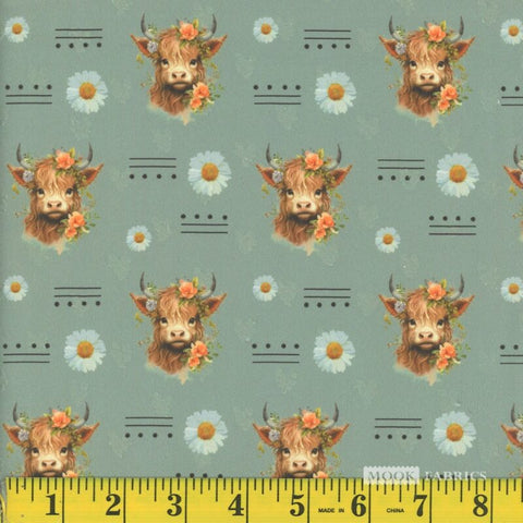 Highland Cow Heart Swiss Dot Fabric 140748