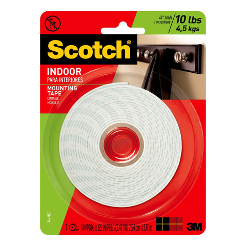 Indoor Double-Sided Mounting Tape 1 in X 125 in White 1 Roll