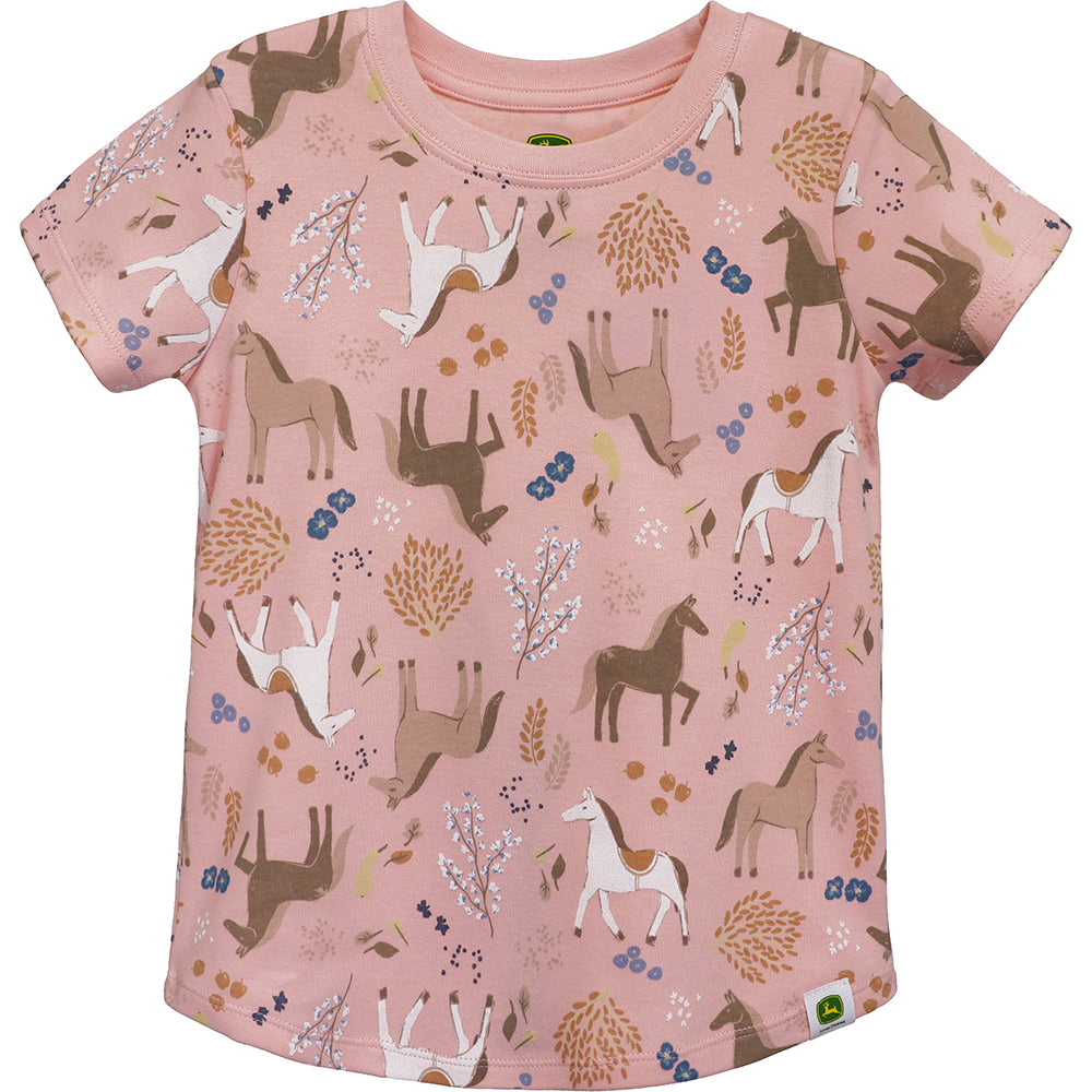 Girls' Short-Sleeve Horse Print T-Shirt J1T632PC