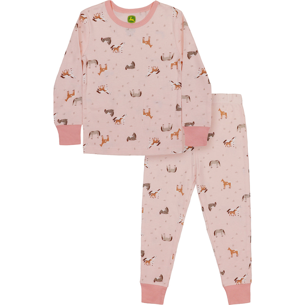 Girls' Horse Pasture Long-Sleeve Pajama Set J2S655