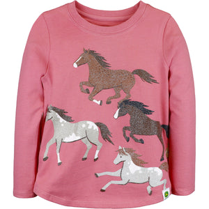 front, Girls' Long-Sleeve Wild Horses Tee J2T646PY