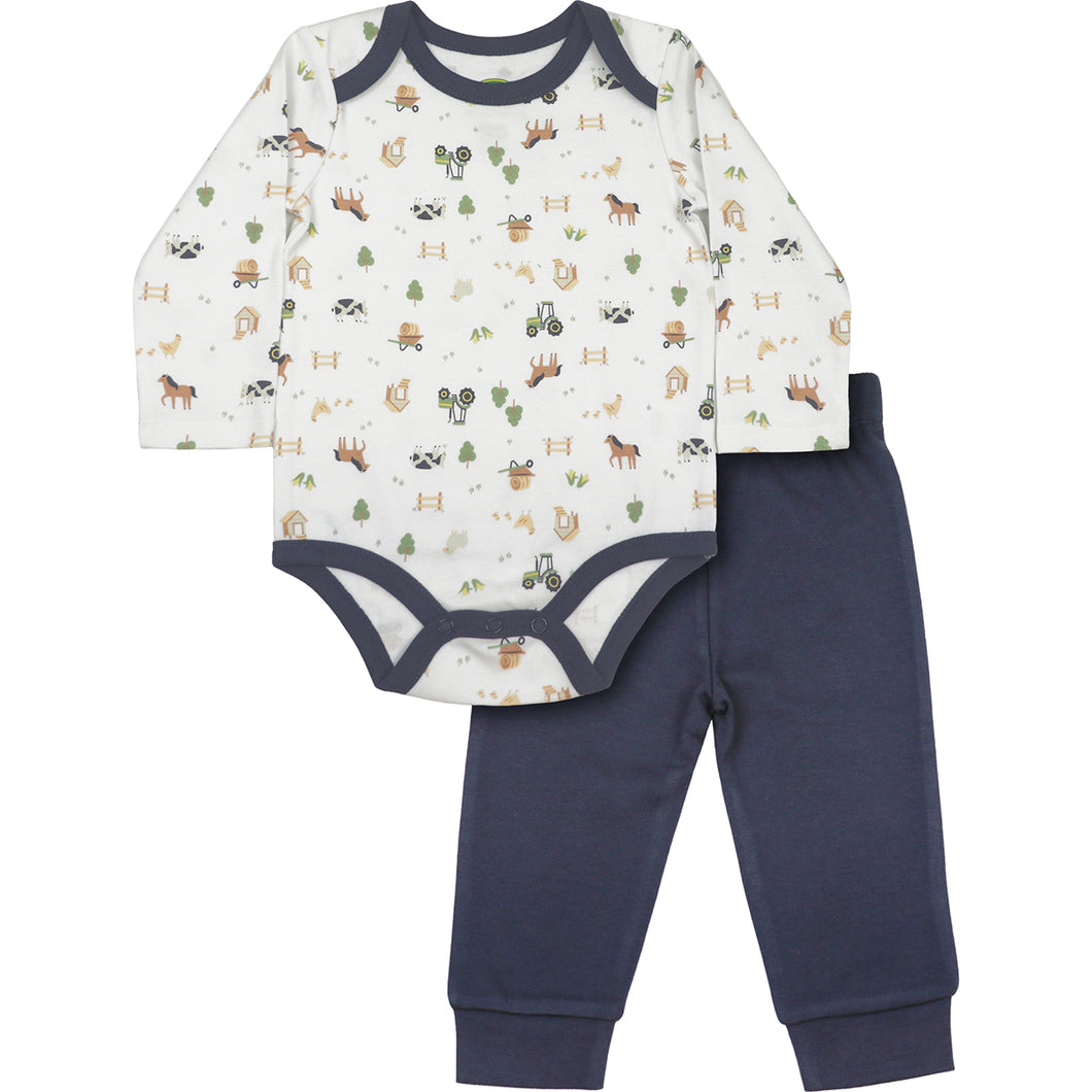 Infant 2-Piece Long-Sleeve Farmland Bodysuit & Pant Set J4S544BN