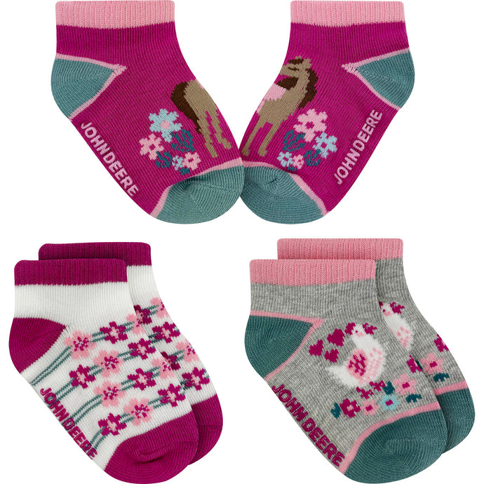 John Deere Infant Girl's 6-Pack Shortie Socks