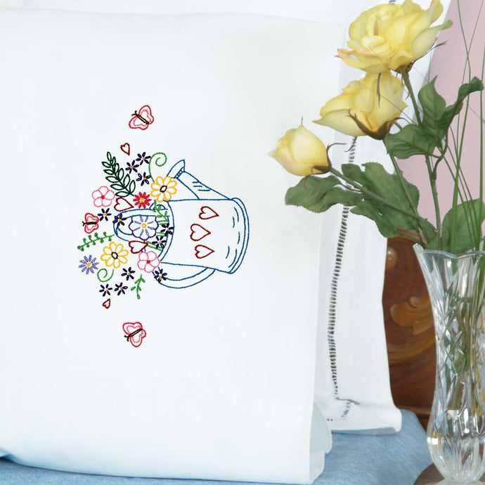 Watering Can Perle Edge Pillowcases 1600-637