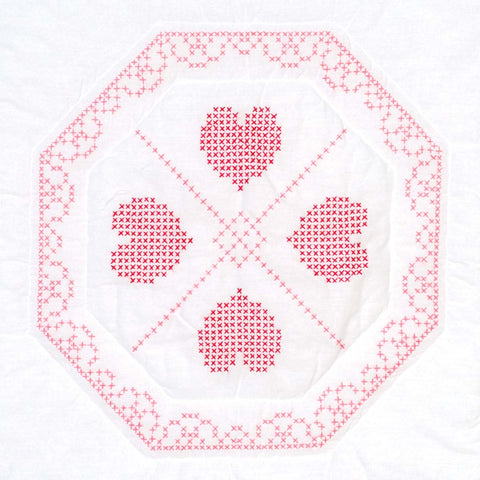 Cross-Stitch Hearts & Lace 18-Inch Quilt Blocks 732-544