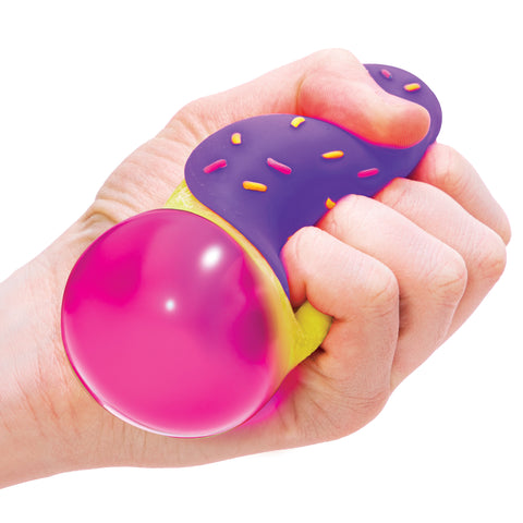 NeeDoh Jelly Dohnut being squeezed in a hand