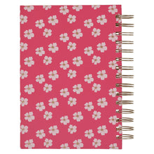 Back Cover of Journal: Fuchsia with All-Over White Floral Design