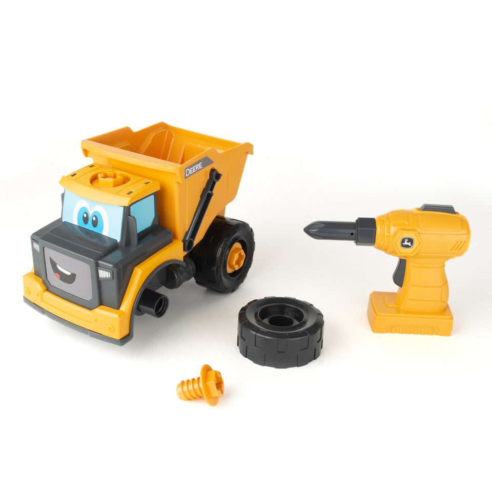 John Deere Build-A-Buddy Yellow Dump Truck 2-in-1 Toy with Toy Drill 47508