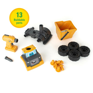 John Deere Build-A-Buddy Yellow Dump Truck 2-in-1 Toy with Toy Drill 47508 13 pieces